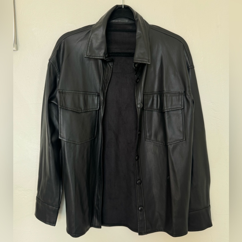 Women’s Faux Leather Shirt Jacket